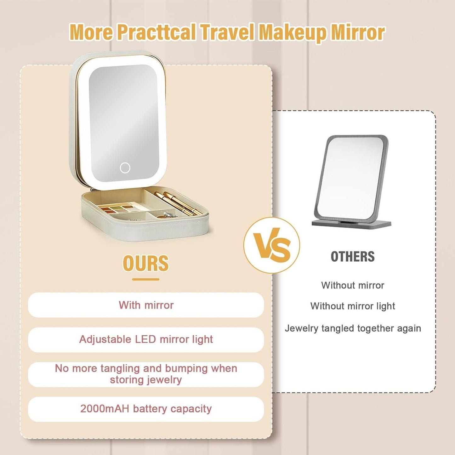 LED Makeup Mirror & Jewellery Organizer